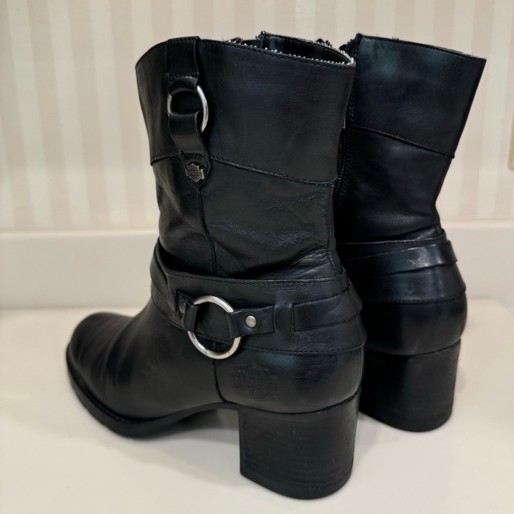 Harley Davidson Black Leather Riding Boots Women’s Size 7 D85397 - Picture 6 of 16